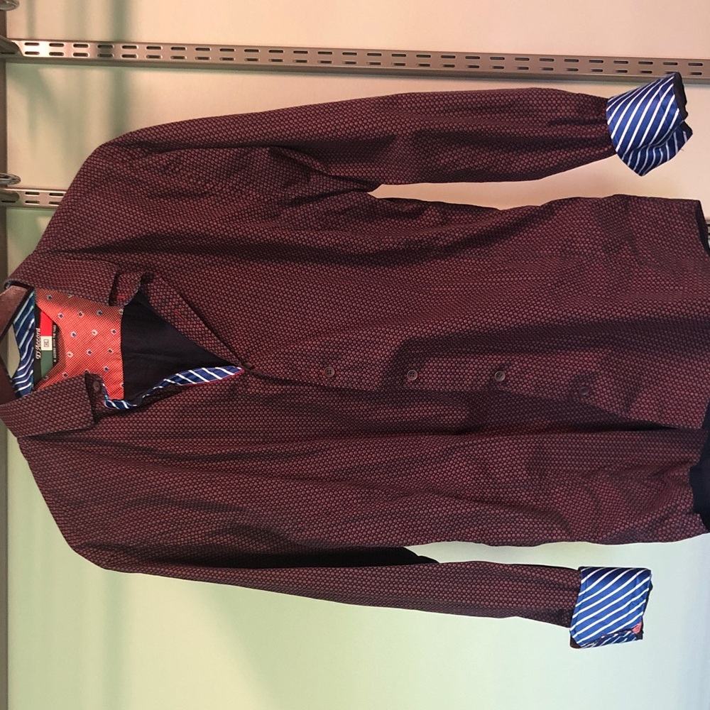 Men's Burgundy Patterned Shirt
